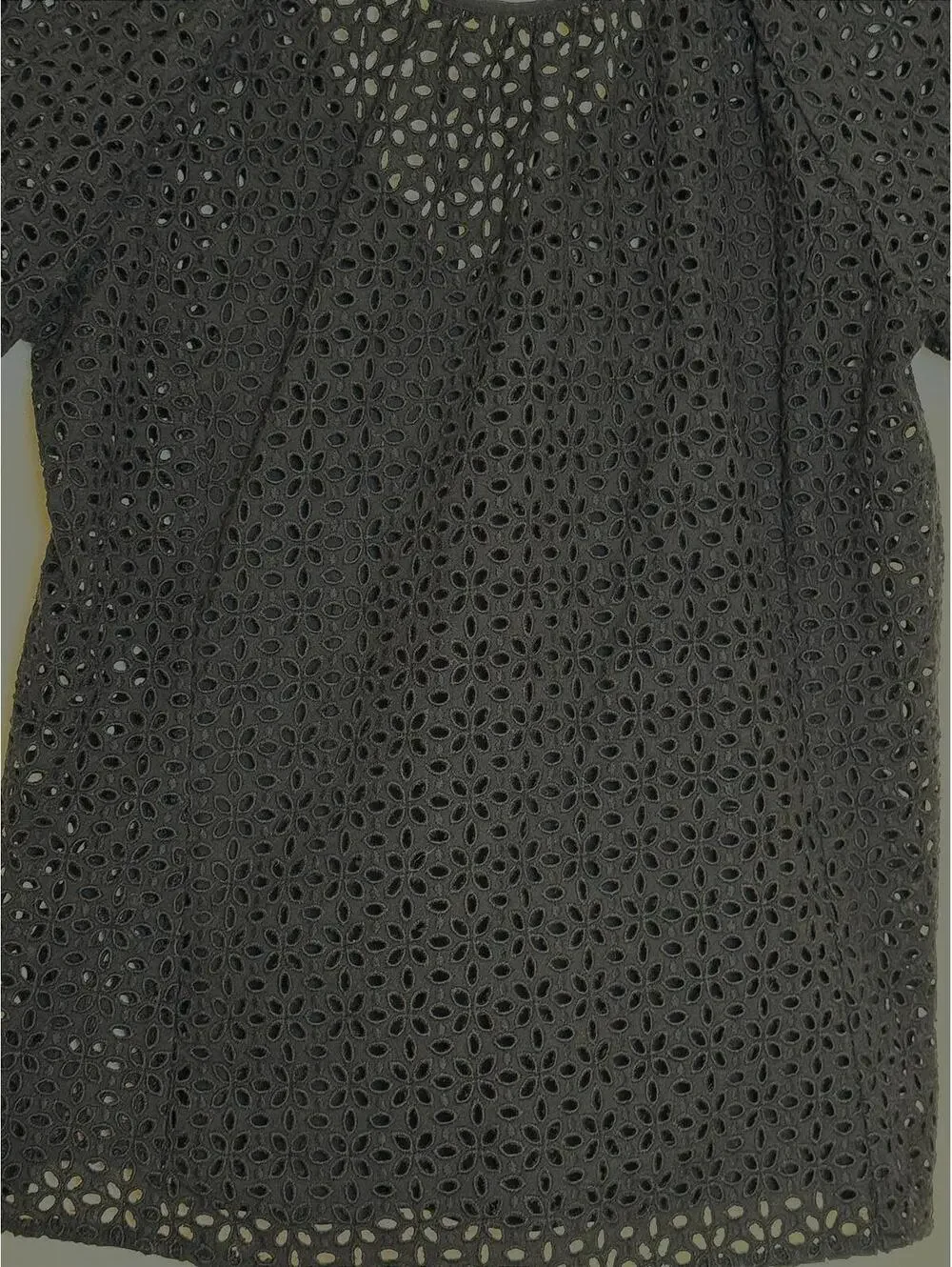 J.Crew Re-Imagined Black Eyelet Puff Sleeve Blouse - Size 2